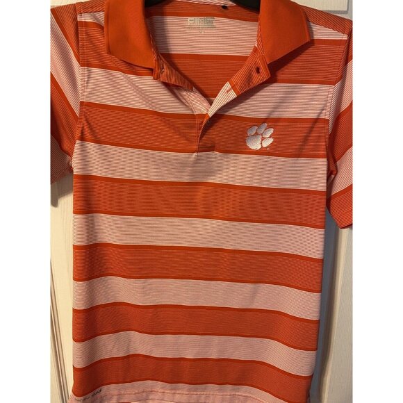 Clemson Tigers Polo Men's Small Ping Golf Orange/White Stripe Embroidered Shirt - Picture 1 of 4
